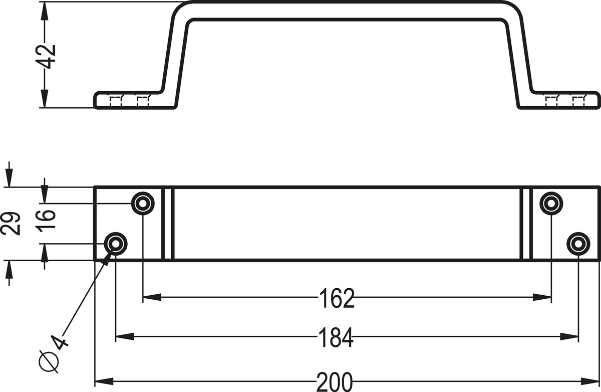 HERMETA Handgriff Aluminium silberfarbig eloxiert 110 mm – 2 Löcher, C2C-zertifiziert