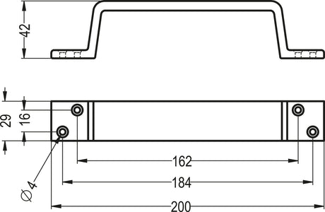HERMETA Handgriff Aluminium silberfarbig eloxiert 110 mm – 2 Löcher, C2C-zertifiziert