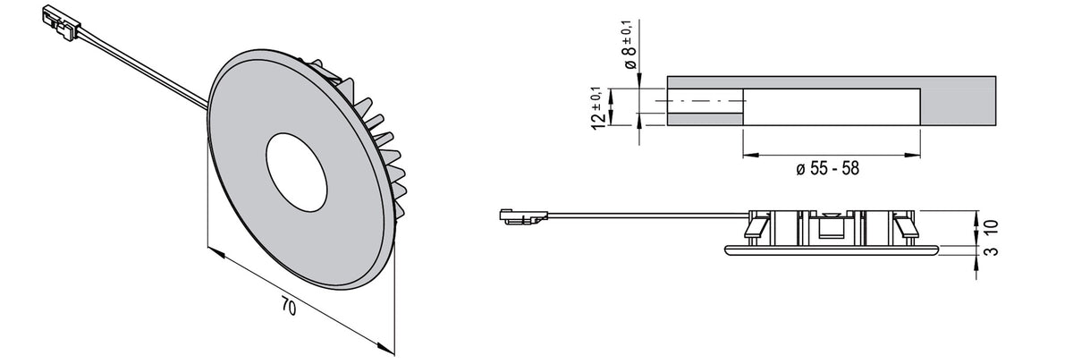 L&S Einbauleuchte Superlight Emotion 12 V 2,9 W Edelstahl dimmbar