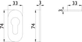 HERMAT Kleberosette oval Edelstahl matt 33 x 74 mm selbstklebend für Rahmentüren