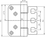 SIMONSWERK Objektband VARIANT VX 7729/100 verzinkt 100 kg 20 mm DIN L/R für stumpfe Türen