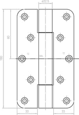 SIMONSWERK Objektband VARIANT VN 2929/160 – 160 kg, 22,5 mm, DIN L/R, Stahl