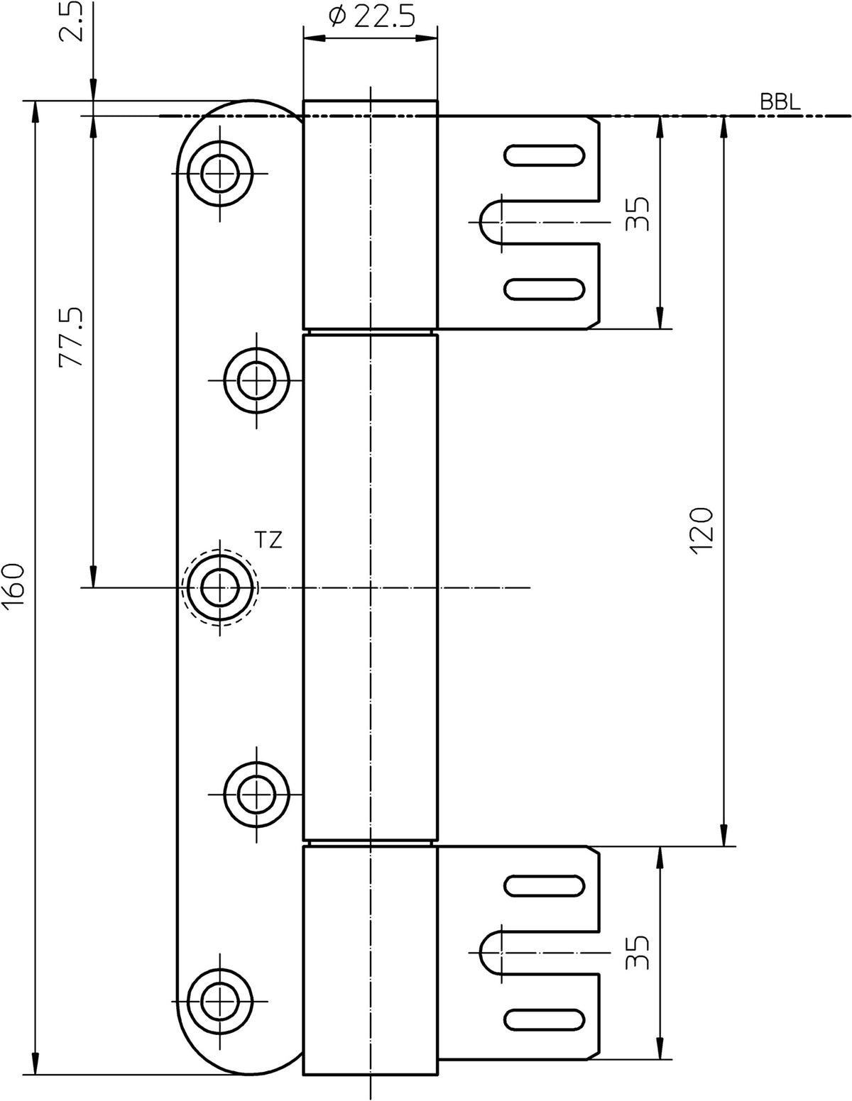 SIMONSWERK Objektband VN 8938/160 FD Stahl matt vernickelt 160 kg für gefälzte Türen