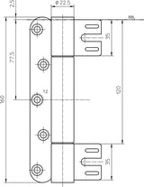 SIMONSWERK Objektband VN 8938/160 FD Stahl matt vernickelt 160 kg für gefälzte Türen