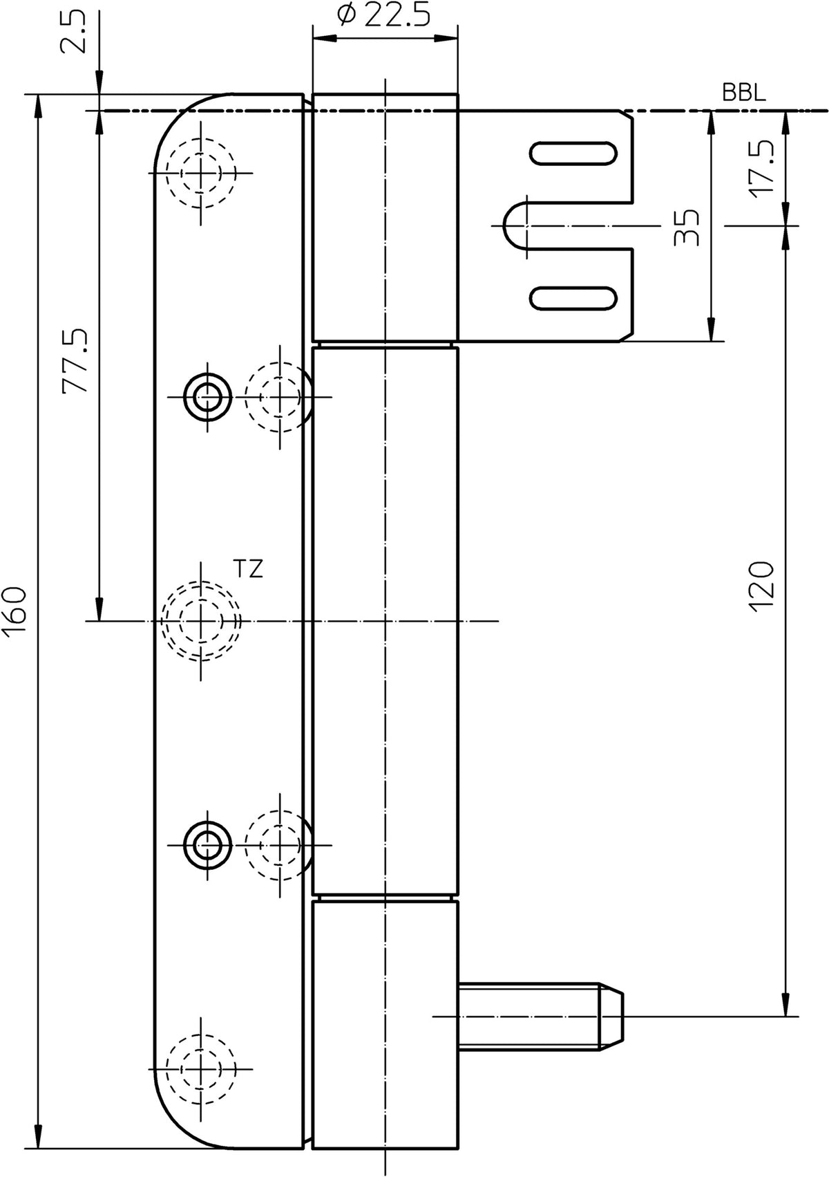 SIMONSWERK Objektband VARIANT VN 8938/160 U FD Edelstahl matt gebürstet 160 kg für gefälzte Türen