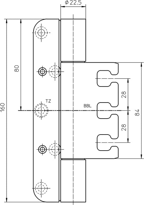 SIMONSWERK Objektband VARIANT VX 7939/160 FD Edelstahl matt 200 kg für gefälzte Türen