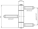 SIMONSWERK Einbohrband BAKA C 1-20 WF für Holztüren, 3-teilig, vernickelt, 100 kg, DIN L/R