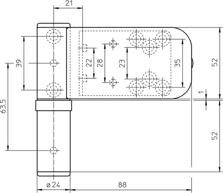 SIMONSWERK Haustürband Siku 3D K 3030 Stahl weiß 120 kg – 3er-Pack mit Stiftsicherung
