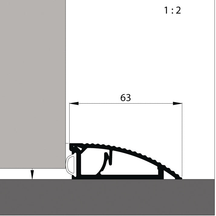 Türbodenschwelle AKW L.900mm B.63xH.20mm ELLEN von Elton – Aluminium, mit PVC-Lippe