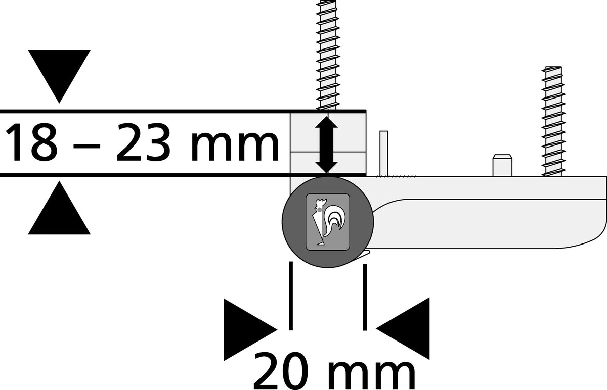 DR. HAHN Kunststofftürband KT-SN 18-23 mm Direktbefestigung 80 kg RAL 9016 pulverbeschichtet