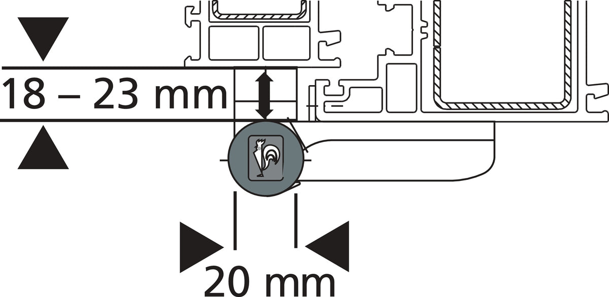 DR. HAHN Kunststofftürband KT-SN 18-23 mm Direktbefestigung 80 kg RAL 9016 pulverbeschichtet