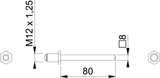 HOPPE Vierkantstift FDW-Vollstift/Schnellstift 8x80 mm Eisen M12x1,25 – für Knopfschilder & Wechselgarnituren