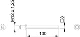 HOPPE VK FDW-Profilstift 4-KT 8x80 mm Eisen verzinkt geteilt M12x1,25 – Vierkantstift für Knopfschilder