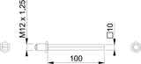 HOPPE VK FDW-Profilstift 4-KT 8x80 mm Eisen verzinkt geteilt M12x1,25 – Vierkantstift für Knopfschilder
