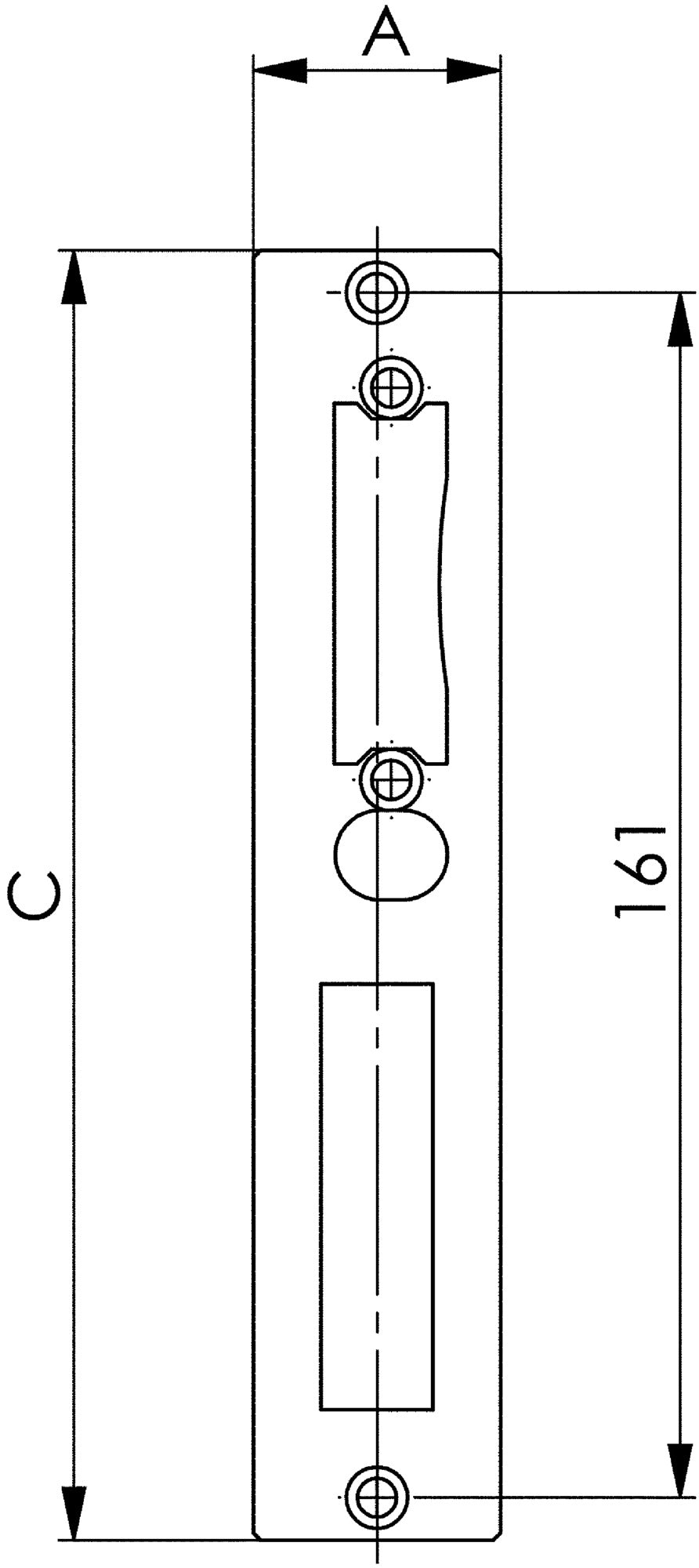 AMF Schließblech 147V Stahl verzinkt 33 x 172 mm kantig DIN links/rechts flach