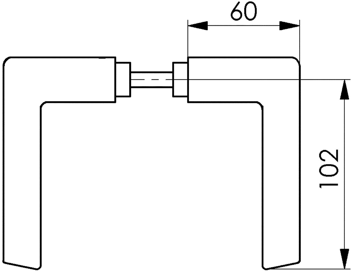 AMF Türdrückerpaar 465 LM 105 ohne Rosetten, Vierkant 8 mm, Leichtmetall silberfarbig