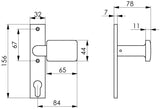 AMF Türknopf-Kurzschild 486Z fest silberfarbig Leichtmetall Vierkant 8 mm DIN links/rechts