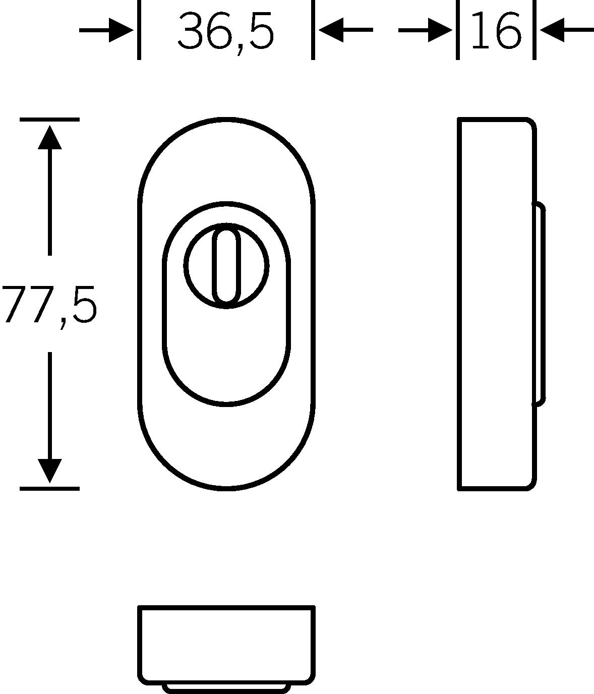 FSB Schutzrosette 73 3249 Edelstahl oval mit Zylinderabdeckung 16 mm PZ
