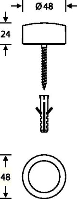 FSB Bodentürpuffer 38 3878 Ø 48 mm Höhe 24 mm Edelstahl matt Dübelmontage