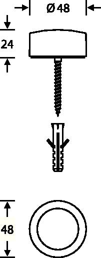 FSB Bodentürpuffer 38 3878 Ø 48 mm Höhe 24 mm Edelstahl matt Dübelmontage