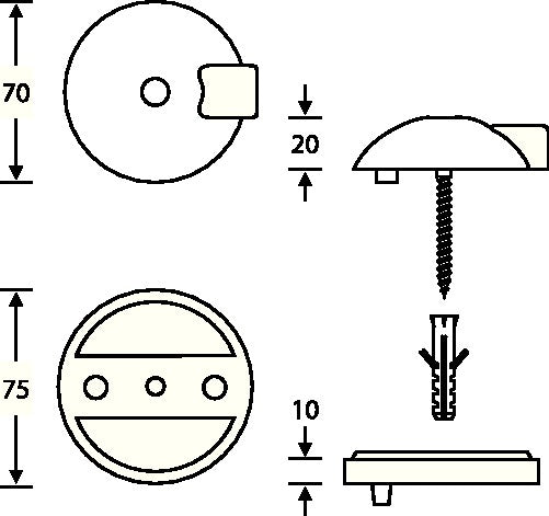 FSB Bodentürpuffer 38 3884 Ø 70 mm Aluminium naturfarbig F1 Dübelmontage