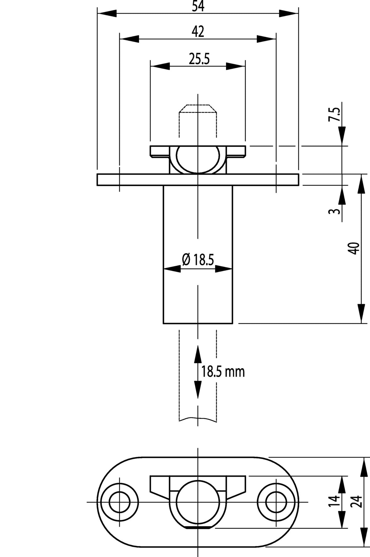 BKS Schaltschloss 1895 Stahl verzinkt, DIN L/R, 20/65 mm, Stulp 54 mm – selbsttätige Arretierung