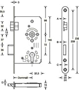 SSF Zimmertür-Einsteckschloss PZW 20/55/72/8 mm DIN links Klasse 3 Zinkdruckguss