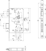 BKS Panik-Einsteckschloss 2320 Funktion B, DIN links, Edelstahl, 20/65/72/9 mm – für Holz- und Stahltüren