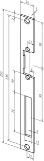 ASSA ABLOY Flachschließblech 338, Edelstahl matt, 24 x 250 mm, DIN links/rechts