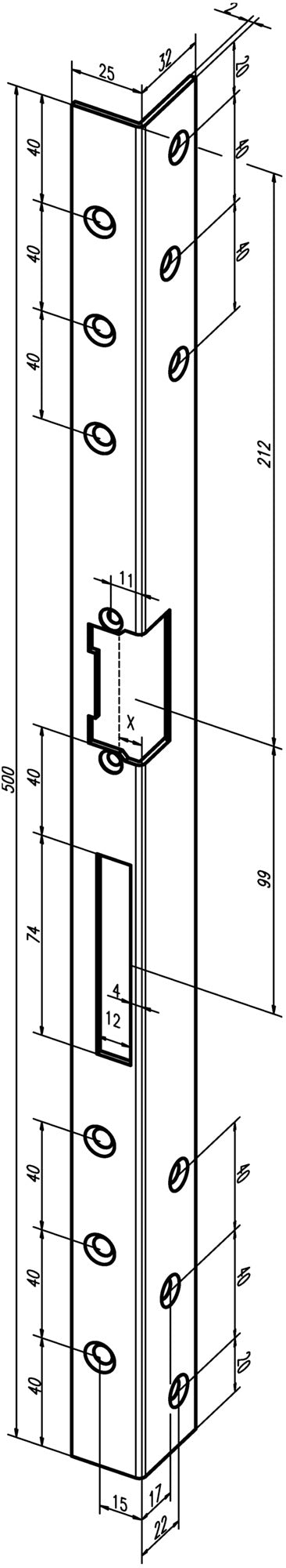 ASSA ABLOY Sicherheitswinkelschließblech 312, 500 mm, Edelstahl matt, DIN links
