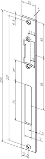 ASSA ABLOY Flachschließblech 691 Edelstahl matt kantig 25 x 250 mm DIN L/R