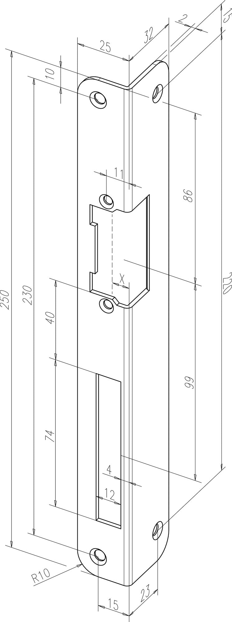 Winkelschließblech 324 Stärke 3 mm von ASSA ABLOY – geschliffen verzinkt, DIN links