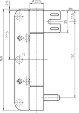 SIMONSWERK Objektband VARIANT VN 8938/160 U FD – 160 kg, Edelstahl, für gefälzte Schallschutztüren