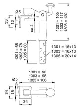 KWS Torfeststeller 1301.03 – Temperguss schwarz, 105 mm Ausladung, zum Einmauern, für Tore bis 80 kg