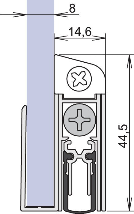 ATHMER Schall-Ex® GS-8 1-407 Türabsenkdichtung für Glastüren, Aluminium silberfarben eloxiert, 708 mm
