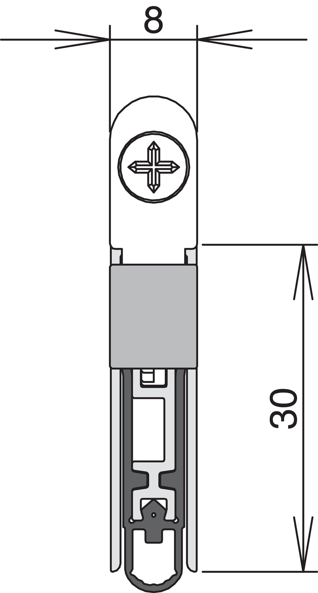 ATHMER Schall-Ex L-8/30 WS Türabsenkdichtung Aluminium silber für Holztüren