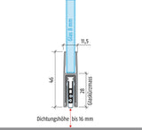 PLANET Türdichtung KG-F8 schmal 709 mm Aluminium silberfarben eloxiert für Glastüren