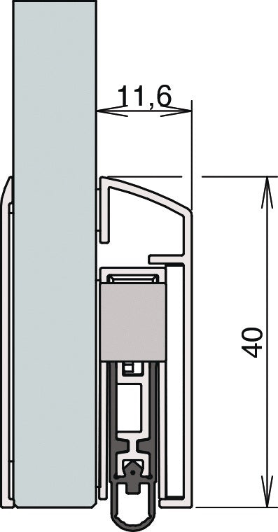 ATHMER Schall-Ex® GSA Türabsenkdichtung für Glastüren, 708 mm, Aluminium silberfarben eloxiert