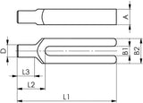 AMF Gabelspanneisen DIN 6315C Schlitz-B. 9 mm L. 100 mm für Spannschraube M8