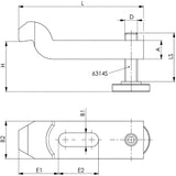 AMF Spanneisen Nr. 6316V für T-Nut 10 mm, Länge 100 mm, gekröpft
