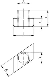 AMF T-Nutenstein Nr. 510 rhombisch für T-Nut 10 mm mit Gewinde M8, vergütet