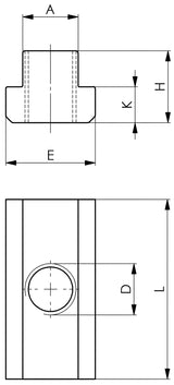 AMF T-Nutenstein Nr. 508L lang, T-Nut 6 mm, M5, Festigkeitsklasse 10