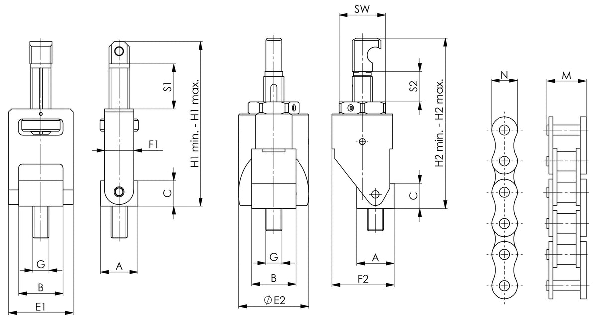 AMF Spannkettensatz Nr. 6540 M12 – Flexible Werkstückspannung mit 15 kN Spannkraft