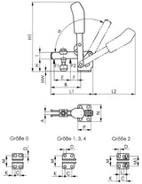AMF Senkrechtspanner Nr.6800NI Gr.0 mit waagrechtem Fuß – Edelstahl Schnellspanner
