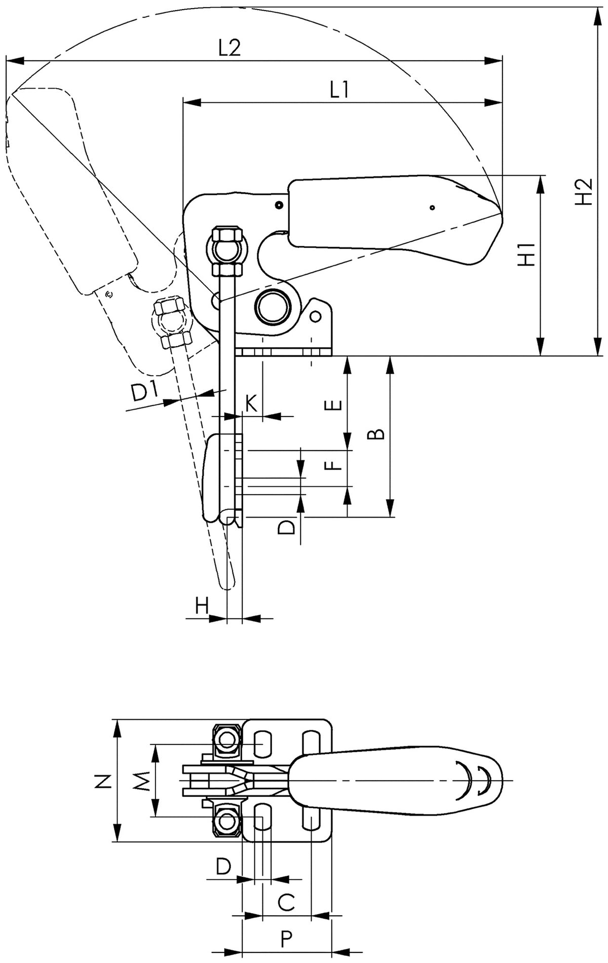 AMF Verschlussspanner Nr. 6848VNI Gr. 2 vertikal – Edelstahl Schnellspanner mit ergonomischem Handgriff