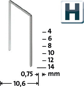 NOVUS Feindrahtklammern H Typ 37, 2000 Stück, 10,6 mm Breite, 6 mm Schenkellänge, superhart