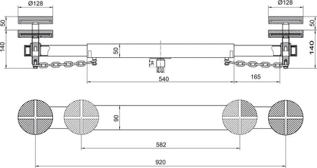 BAHCO Querträger BH1CB1000 für Rangierwagenheber, 1000 kg Tragfähigkeit, verstellbar 582–920 mm