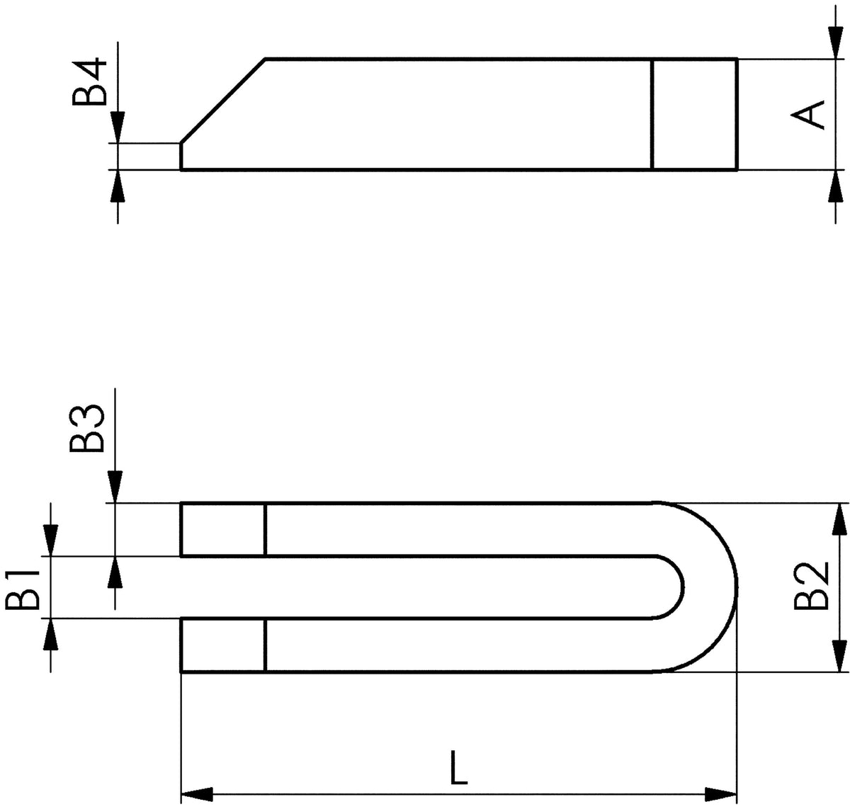 AMF Gabelspanneisen DIN 6315B, Schlitzbreite 22 mm, Länge 500 mm, für Spannschraube M20/M22