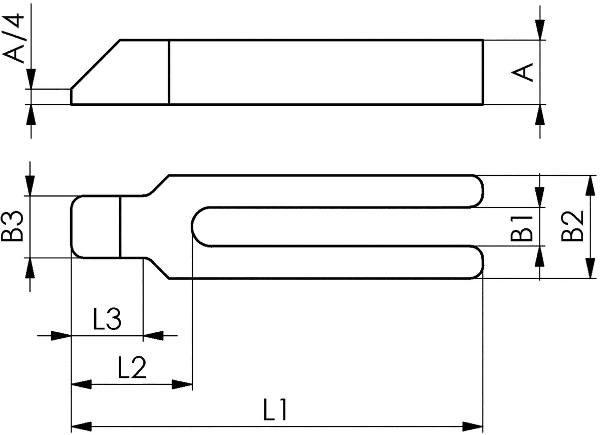 AMF Gabelspanneisen Nr.6315GN mit Nase, Schlitzbreite 22 mm, Länge 315 mm, für Spannschraube M20/M22