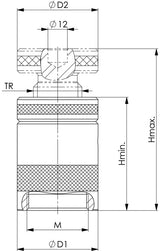 AMF Schraubbock Nr. 6400 Gr. 50 mit flacher Auflage, Höhe 38–50 mm, Tragfähigkeit 25 kN